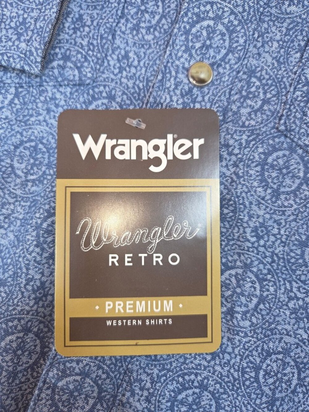 Wrangler Retro Premium Womens Western Snap Shirt Small Blue Paisley - Picture 5 of 7